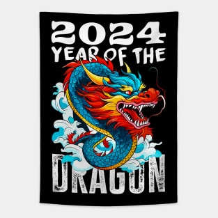 Chinese Lunar New Year of The Dragon 2024 - Happy New Year 2024 Tapestry