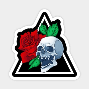 Red Flower Rose Skull Magnet