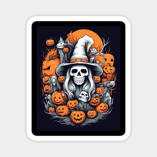 scary witch with pumpkins Magnet