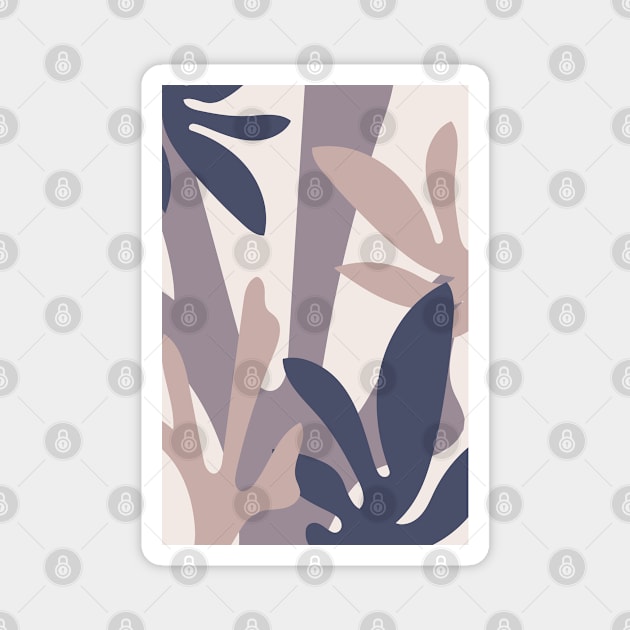 Abstract Organic Leaves Grey and Cream Magnet by tramasdesign