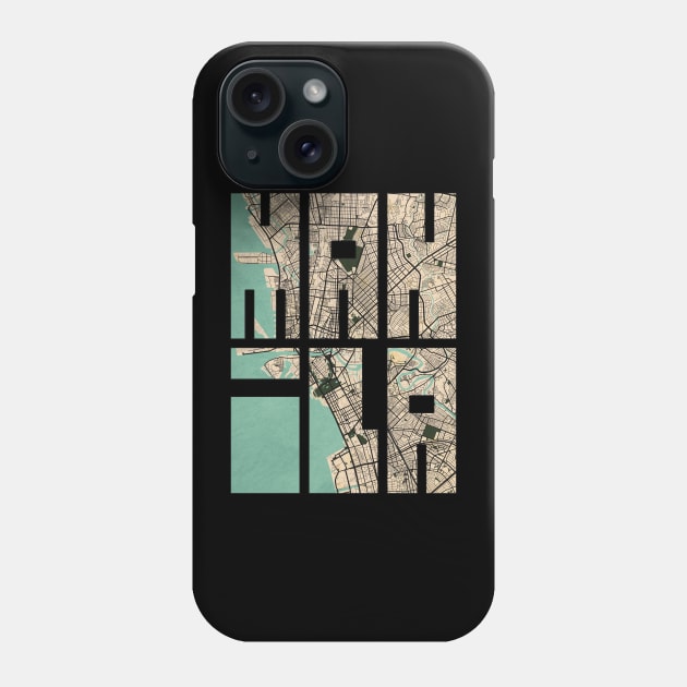 Manila, Philippines City Map Typography - Vintage Phone Case by deMAP Studio