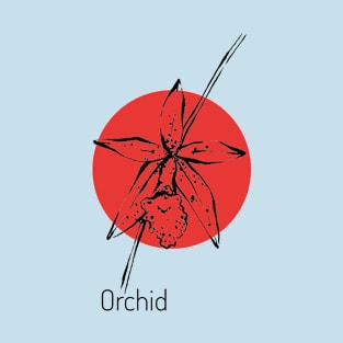 Orchid on red circle T-Shirt