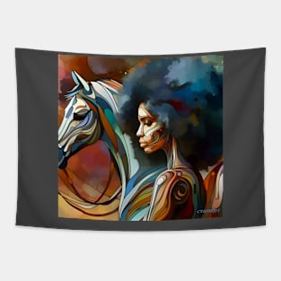 #2. Afro Queen and her horse Tapestry