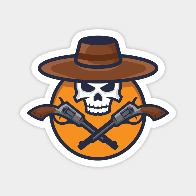 Cowboy skeleton with revolvers Magnet by KurArt