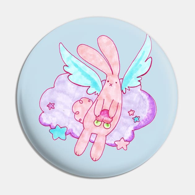 Peach Fruit Angel Bunny Pin by saradaboru