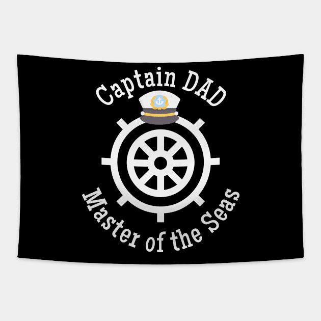 Captain Dad Master of the Seas hat and wheel Tapestry by TeaTimeTs