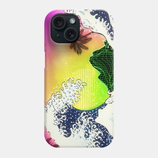 80s style great wave and palm trees Phone Case