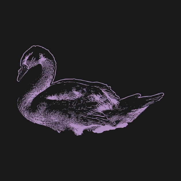 Purple Swan vintage drawing by Ginstore