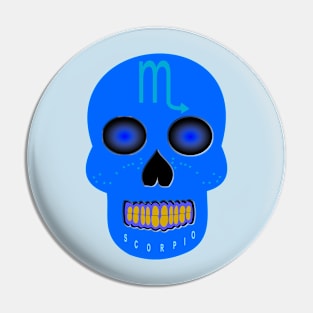 Star Sign Skull Scorpio Pin