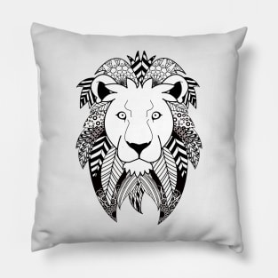 Black and white leon mandala Pillow