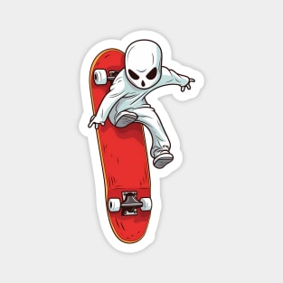 Cosmic Thrills: Alien Skateboard Flips Magnet