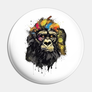 Colorful Gorilla - Ink Illustration Pin