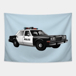 Police car cartoon illustration Tapestry