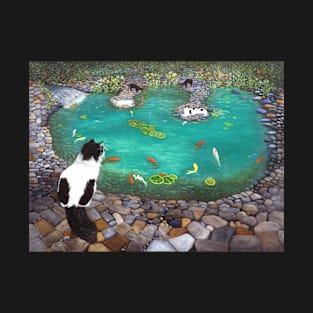 Tuxedo Cats at the Koi Pond T-Shirt