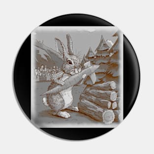 rabbit with carrot axe cutting logs Pin