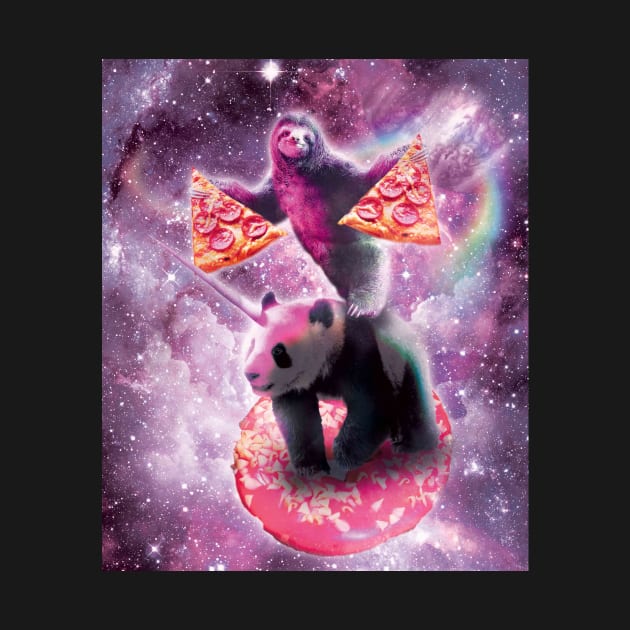 Space Pizza Sloth On Panda Unicorn On Doughnut by Random Galaxy