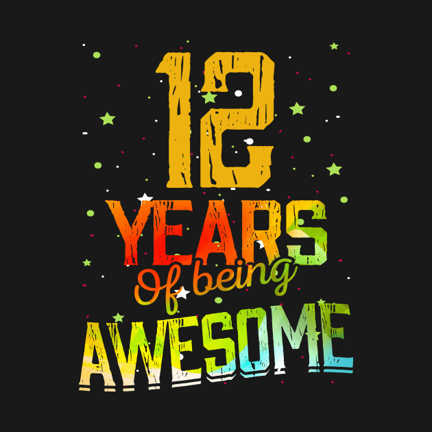 12th Anniversary Gift Vintage Retro 12 Years Of Being Awesome Gifts Funny 12 Years Birthday Men Women by nzbworld