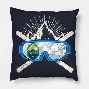 Colorado Springs Flag Ski Skiing Pillow