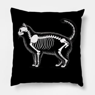 Anatomy of a Cat: Skeleton in Monochrome Pillow