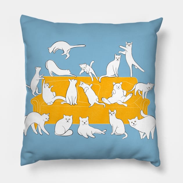 Cute Cats on the Couch Pillow by DrawingEggen