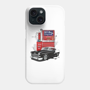 1955 Black and White Chevy Bel Air Garage Built Print Phone Case