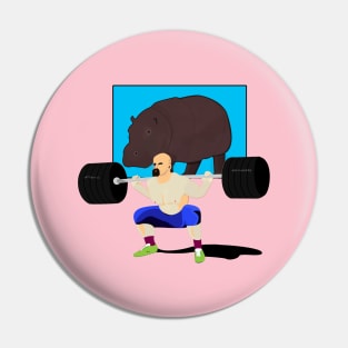 Power Lifter and Hippopotamus Pin