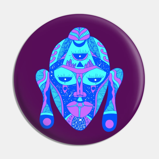 Blue African Mask 7 Pin by kenallouis