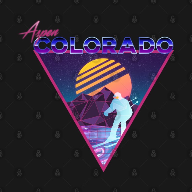 Retro Vaporwave Ski Mountain | Aspen Colorado | Shirts, Stickers, and More! by KlehmInTime