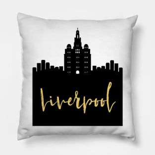 LIVERPOOL ENGLAND DESIGNER SILHOUETTE SKYLINE ART Pillow