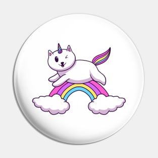 Cat Unicorn On Rainbow Cloud Pin