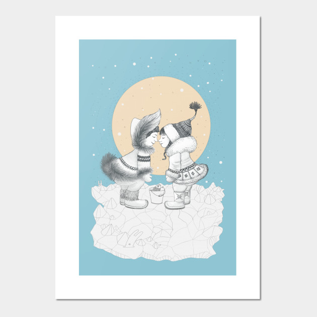 Eskimo Kiss Eskimo Affiche Et Impression D Art Teepublic Fr When one person touches another person's nose with their own. teepublic