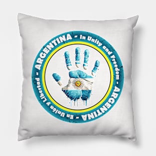 Argentina Motto Hand DNA Watercolor Art In Unity and Freedom Pillow