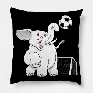 Elephant as soccer player with soccer ball Pillow