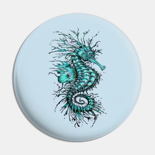 Cyan Seahorse Pin