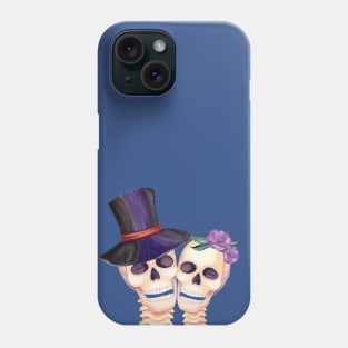 Halloween skull of husband and woman, halloween vintage Phone Case