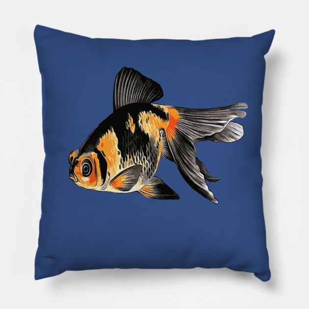 Ranchu Demekin Goldfish With Telescopic Eyes Pillow by taiche