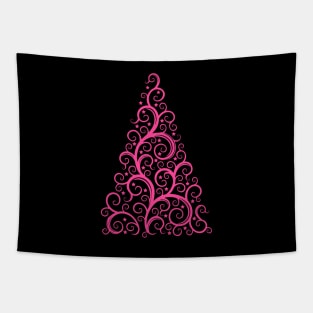 Hot Pink Color Holiday Christmas Tree Tapestry