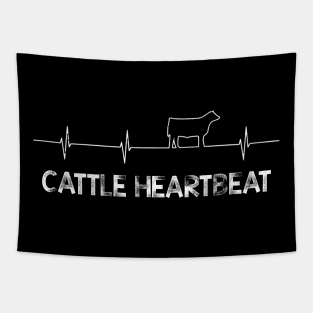 Cattle heartbeat white ink Tapestry