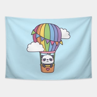 Cute Panda In Hot Air Balloon Doodle Tapestry