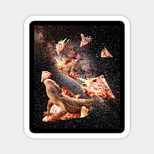 Galaxy Bearded Dragon On Pizza - Space Lizard Magnet