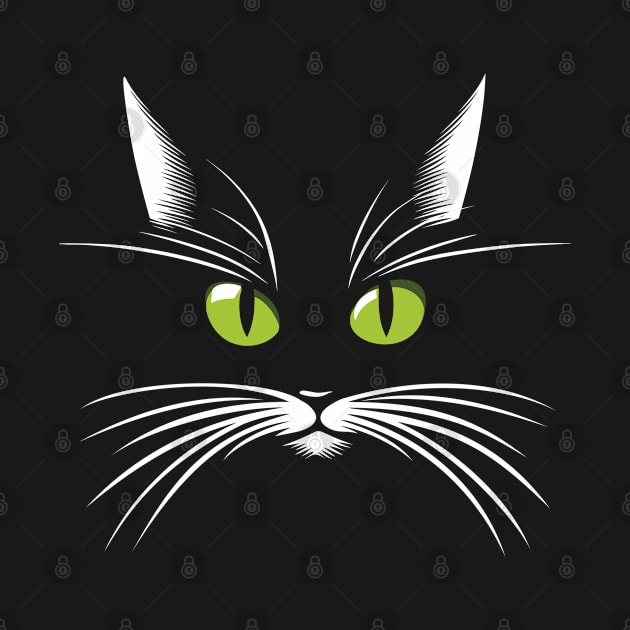 Green-eyed black cat in the dark by TeaTimeTales