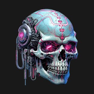 Neon Nocturne: Cyberpunk Skull Odyssey T-Shirt