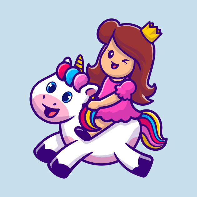 Cute Princess With Unicorn Cartoon Vector Icon Illustration by Catalyst Labs