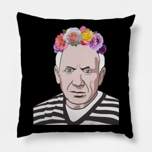 Artist Portrait With Flower Crown Pillow