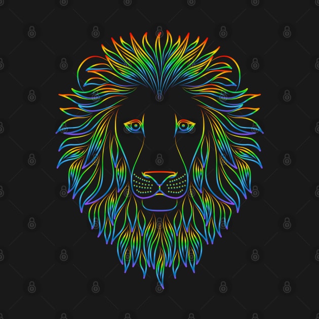 Black Neon Lion by Koala Tees