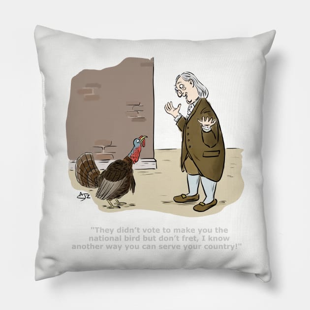 Funny Thanksgiving turkey cartoon Pillow by CrowdenSatzCartoons