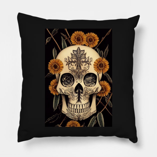 Australiana Sugar Skull v2 Pillow by rolphenstien