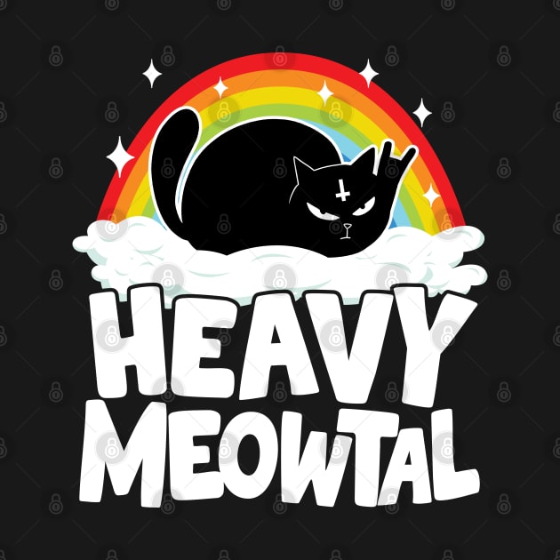 Heavy Meowtal Funny Cat Retro Rainbow Heavy Metal Cats by Kuehni