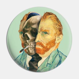 Surreal Van Gogh portrait with skeleton Pin