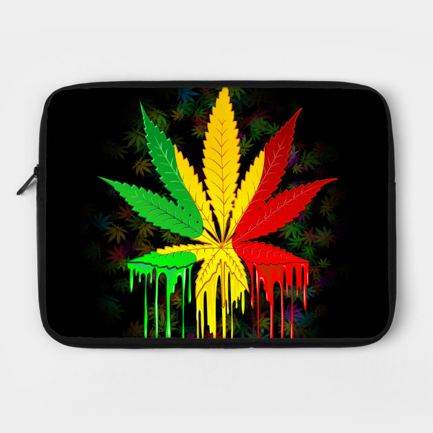 Marijuana Leaf Rasta Colors Dripping Paint Cool Marijuana Leaf